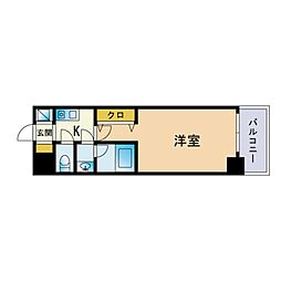ピュアドームガーランド博多 1Kの間取図画像