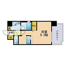 エンクレスト祇園2 1Kの間取図画像