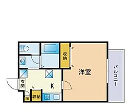 アコール住吉 1Kの間取図画像