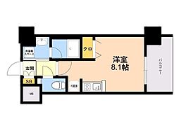 エンクレスト博多PARKSIDE ワンルームの間取図画像