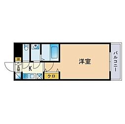 ピュアドームガーランド博多 1Kの間取図画像