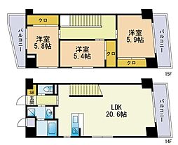 レジデンス住吉 3LDKの間取図画像