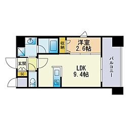 ラクラス博多 1LDKの間取図画像