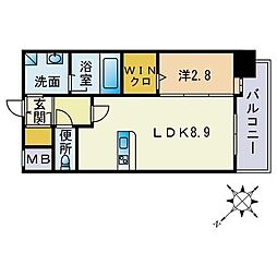 エンクレスト博多LIBERTY 1LDKの間取図画像
