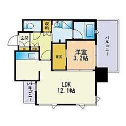 エンクレスト博多プレミア 1LDKの間取図画像