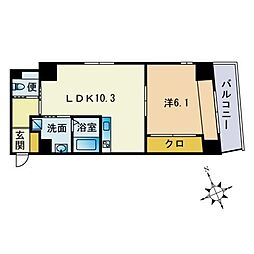 レジデンス住吉 1LDKの間取図画像