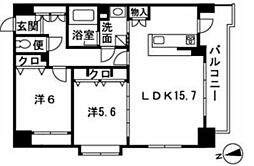 レジデンス博多 2LDKの間取図画像