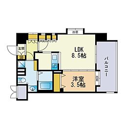 サヴォイブロードストリート 1LDKの間取図画像