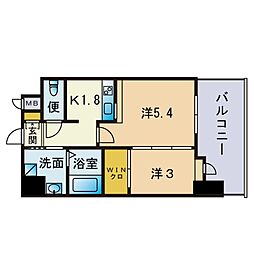 エンクレスト博多駅前ART 2Kの間取図画像