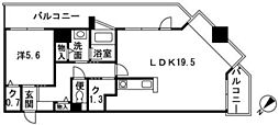 リバーフェイス博多 1LDKの間取図画像