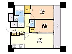 エンクレスト博多EXCEED 2LDKの間取図画像