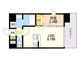 MODERNPALAZZO美野島NEURO 1LDKの間取図画像