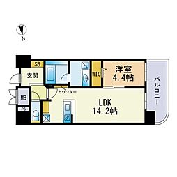 ウェルブライト博多ステーション 1LDKの間取図画像