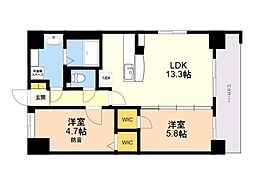 リバーランドマーリエ 7階2LDKの間取り