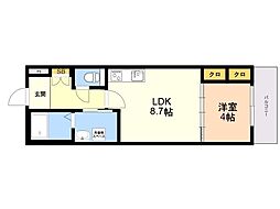 ＳｈａＭａｉｓｏｎ　ｒｉｃｈｅ　ｌｉｖｅ 302 3階1LDKの間取り