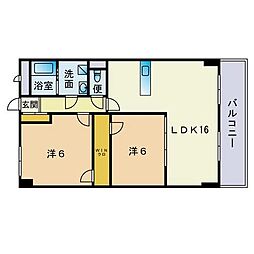 ファミーユ新盛 2階2LDKの間取り