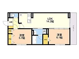 DーROOM原町駅南 2LDKの間取図画像