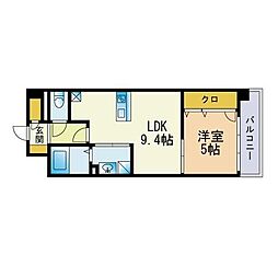 Aden箱崎駅前 1LDKの間取図画像