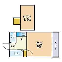 タウンハウス1番館 ワンルームの間取図画像