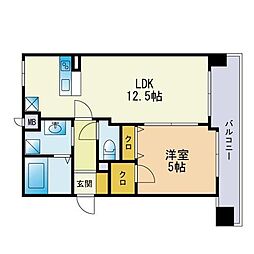 Aden箱崎駅前 1LDKの間取図画像