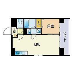 LIBTH・千代 1LDKの間取図画像