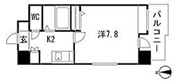 コンフォートスペース箱崎 1Kの間取図画像