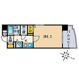 ライオンズマンション県庁東 1Kの間取図画像