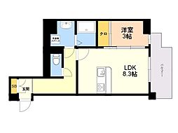 KL箱崎 1LDKの間取図画像