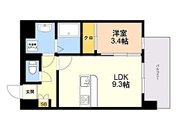 (仮称)KL箱崎1丁目209 1LDKの間取図画像