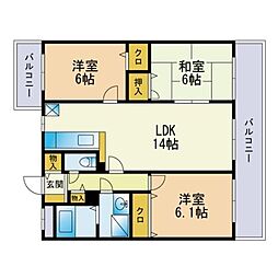 ネオパレス長者原 3LDKの間取図画像