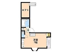 ピュア吉塚参番館 ワンルームの間取図画像
