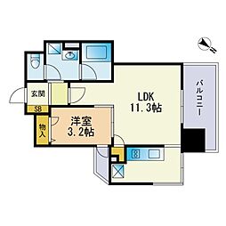 ビエネスタ千代県庁口 1LDKの間取図画像