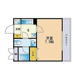 第16川崎ビル 1Kの間取図画像