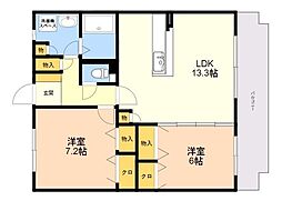 アルバ空港東 2LDKの間取図画像