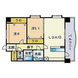 アプリーレ吉塚 2LDKの間取図画像