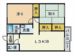レイクサイドハイツ 2LDKの間取図画像