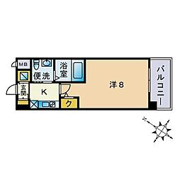 ASレジデンス吉塚 1Kの間取図画像