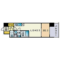 AIFLAT吉塚駅前 1LDKの間取図画像