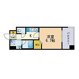 エンクレスト博多イーストパーク 1Kの間取図画像