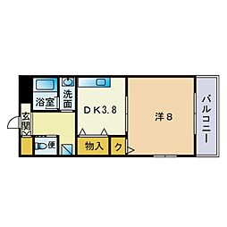 リッチフィールド・アズサ 1Kの間取図画像