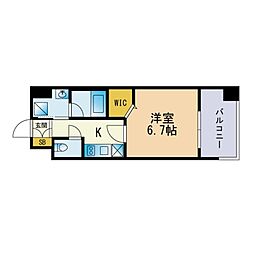 エンクレスト博多イーストパーク 1Kの間取図画像