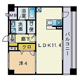 Aden箱崎駅前 1LDKの間取図画像