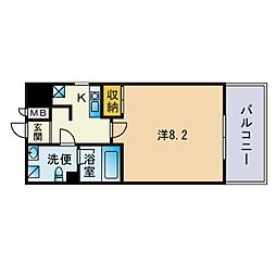 エフパルク県庁前 1Kの間取図画像