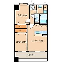 セゾン・ドール貝塚 2LDKの間取図画像