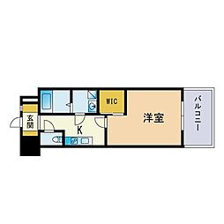 ウェルブライト博多 1Kの間取図画像