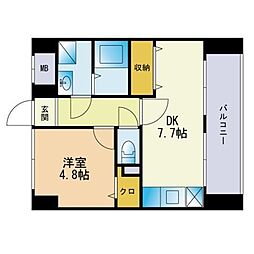 オーレオール 1DKの間取図画像