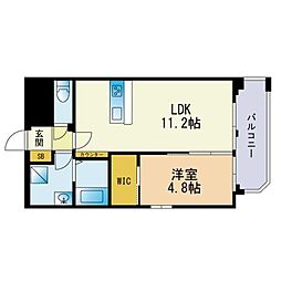 LIBTH-箱崎 1LDKの間取図画像
