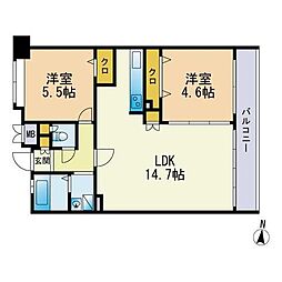 エスティメゾン博多東 2LDKの間取図画像