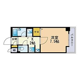 プレデュ・パルク壱番館 1Kの間取図画像
