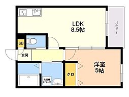 ＰＨＯＥＮＩＸ香椎駅前 1階1LDKの間取り
